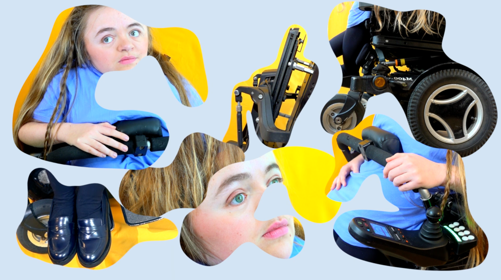 fragmenten van schoenen, rolstoel en Mira Thompson