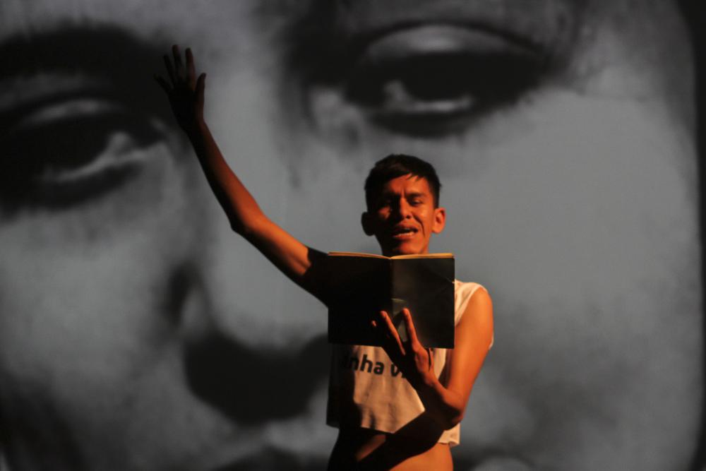 Person reading from a book