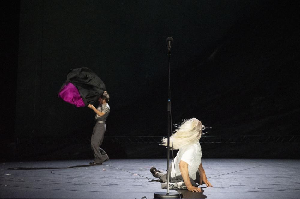 stage photo of Anne Teresa De Keersmaeker and Solal Mariotte