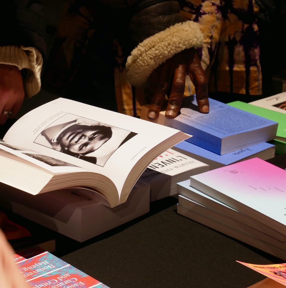Books on a table